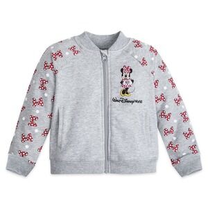 Disney Minnie Mouse It's All About The Bows Gray Full Zip Jacket Toddler 3T